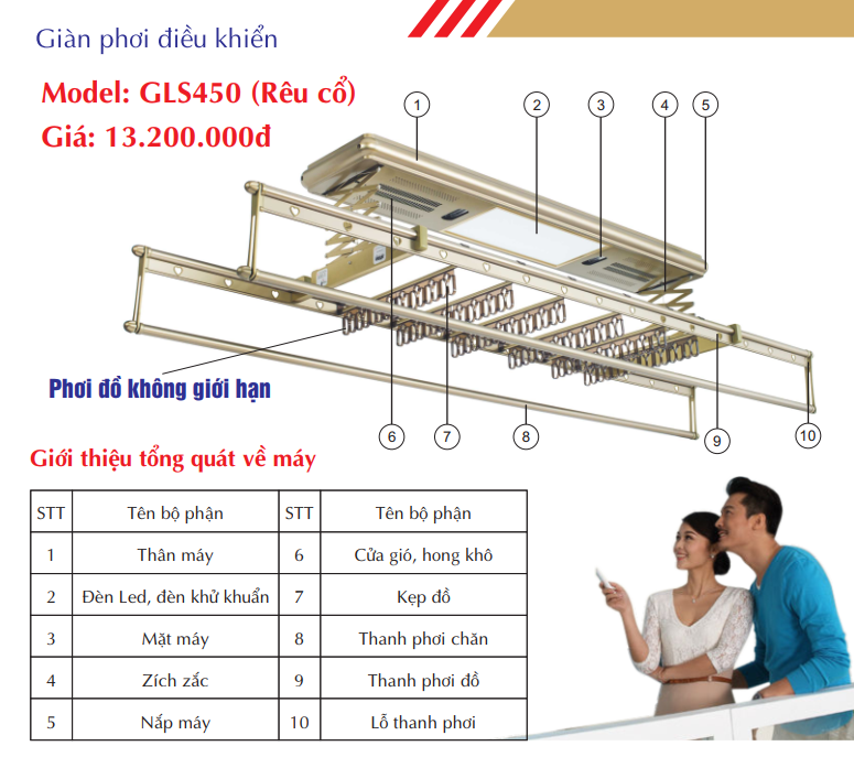 Giàn phơi điều khiển tự động